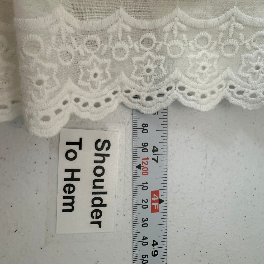 Womens Cottagecore‎ Prairie Midi Dress Size M Eyelet Lace Romantic Tiered - Picture 6 of 7